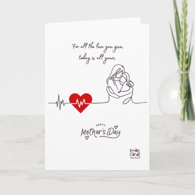 Carte Joyeuse fête des Mères - Battement de cœur (Devant)