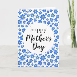 Carte Joyeuse Fête des Mères Bleu motif floral