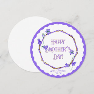 Carte Joyeuse fête des Mères - Campanules violettes et o