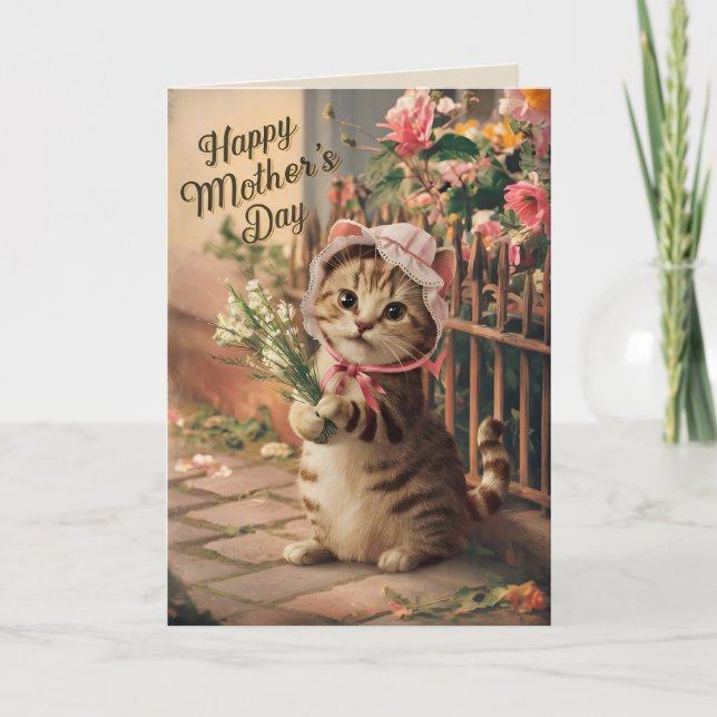 Carte Joyeuse fête des mères Chat Drôle (Devant)
