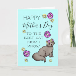 Carte Joyeuse fête des mères Chat Maman Floral