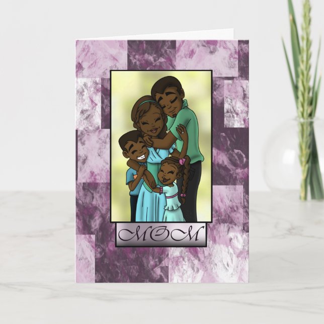 Carte Joyeuse Fête des mères de famille afro-américaine (Devant)