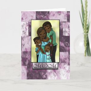 Carte Joyeuse Fête des mères de famille afro-américaine