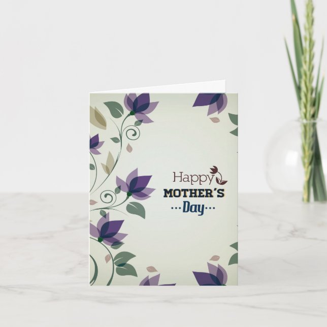 Carte Joyeuse fête des mères Design floral élégant (Devant)
