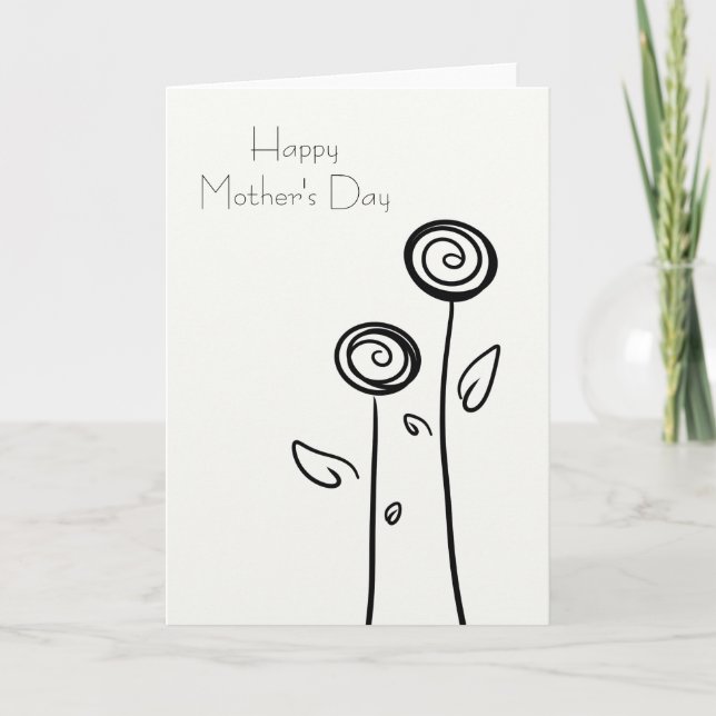 Carte Joyeuse Fête des Mères Deux Fleurs Dessin en ligne (Devant)
