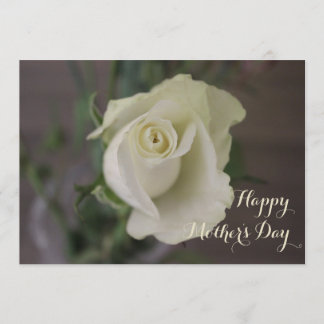 Carte Joyeuse Fête des Mères Elégante Rose blanche