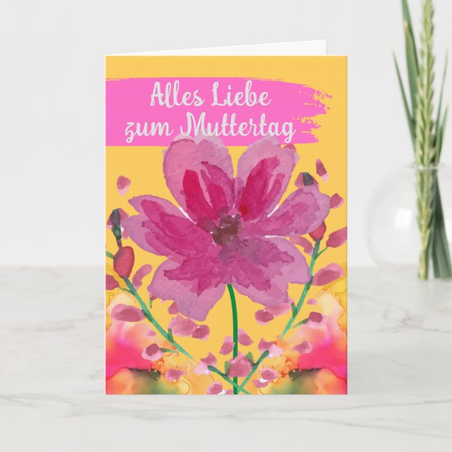 Carte Joyeuse fête des mères en fleurs d'aquarelle allem (Devant)