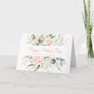 Carte Joyeuse fête des mères Faux or Blush rose floral