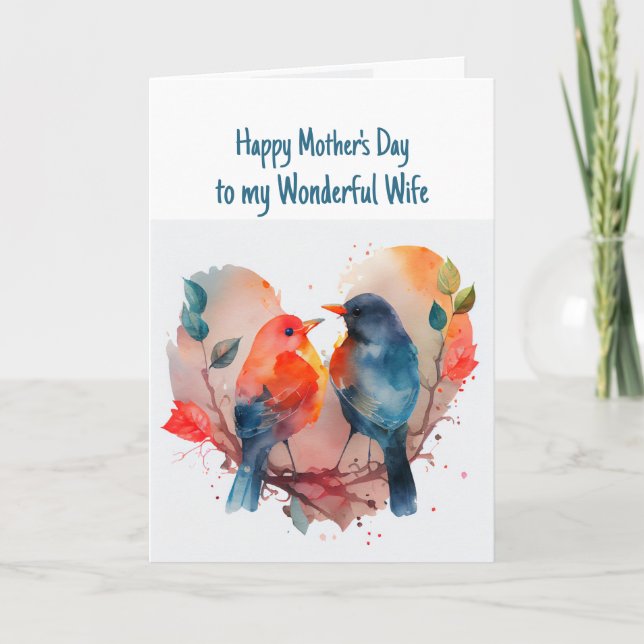 Carte Joyeuse fête des mères Femme mignonne Birds (Devant)