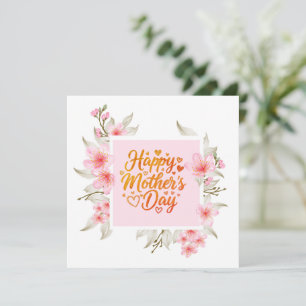 Carte Joyeuse Fête des Mères Fleur de Cerisier Rose