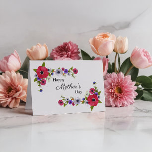 Carte Joyeuse fête des mères Fleurs de pavot rouge