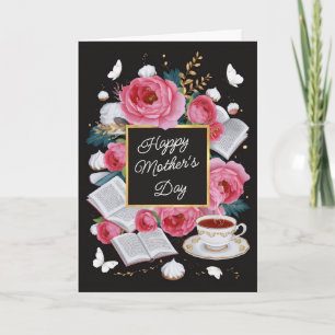 Carte Joyeuse Fête des Mères Fleurs roses Douce personna