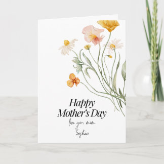Carte Joyeuse Fête des Mères Florale Élégante Personnali