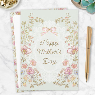 Carte Joyeuse Fête des Mères Florale Élégante Personnali