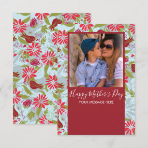 Carte Joyeuse fête des Mères  Florales dessinées à la ma