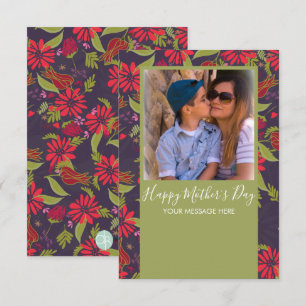 Carte Joyeuse fête des Mères  Florales dessinées à la ma