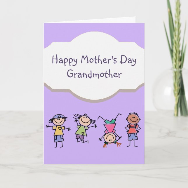 Carte Joyeuse fête des mères grand-mère amusant enfants  (Devant)