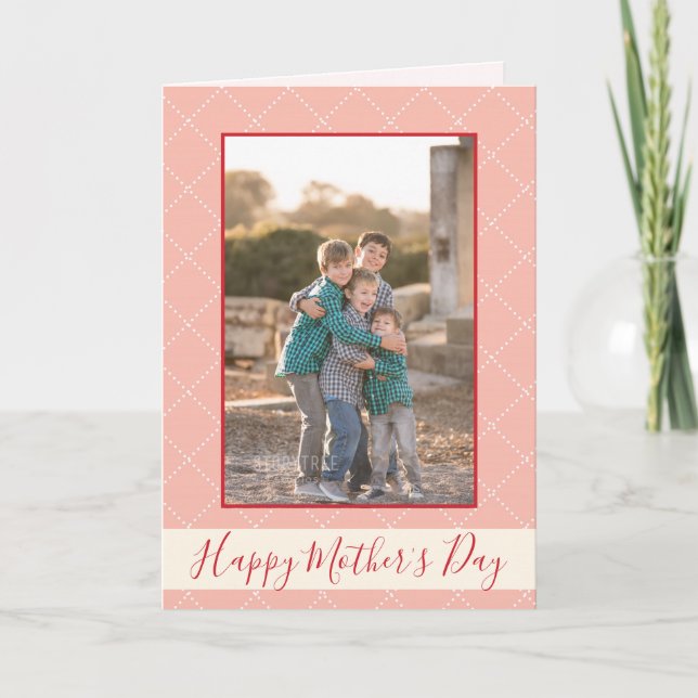 Carte Joyeuse fête des mères Joli design rose avec photo (Devant)
