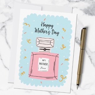 Carte Joyeuse Fête des Mères Joli Parfum Rose sur Fond B