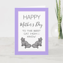 Carte Joyeuse fête des mères, maman chat