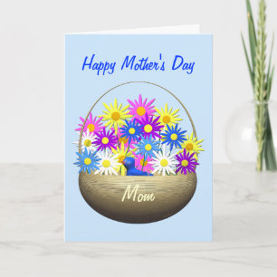 Carte Joyeuse Fête des mères Maman Panier de marguerites
