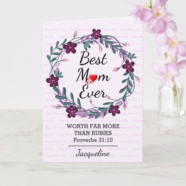 Carte Joyeuse Fête des Mères MEILLEURE MÈRE JAMAIS Prov  (Orchidée)
