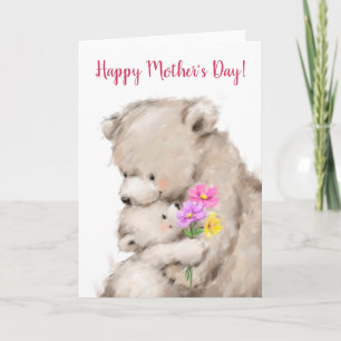 Carte Joyeuse Fête des Mères, mère et enfant se couvent