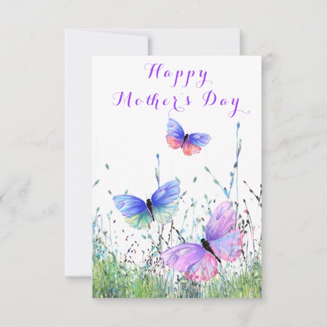 Carte Joyeuse Fête des Mères Papillons Volants Pri (Devant)