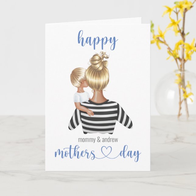 Carte Joyeuse Fête des mères personnalisée de l'enfant (Fleur jaune)