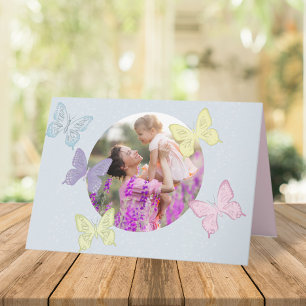 Carte Joyeuse fête des mères Photo Pastel Cute Butterfli