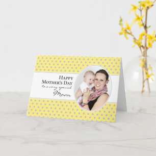 Carte Joyeuse Fête des mères Polka gris jaune photo