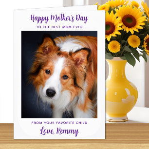 Carte Joyeuse Fête des Mères - Purple Chien Photo Favori