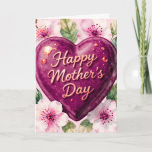 Carte Joyeuse Fête des Mères Purple Heart Bloom