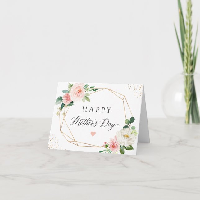 Carte Joyeuse fête des mères Romantique rose rose floral (Devant)