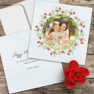 Carte Joyeuse Fête des Mères Rose d'aquarelle Photo flor