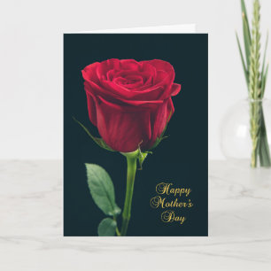Carte Joyeuse Fête des Mères Rose simple Rouge