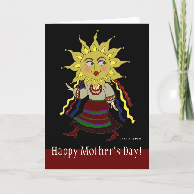 Carte Joyeuse fête des mères Sun Woman Ukrainian Folk Ar (Devant)