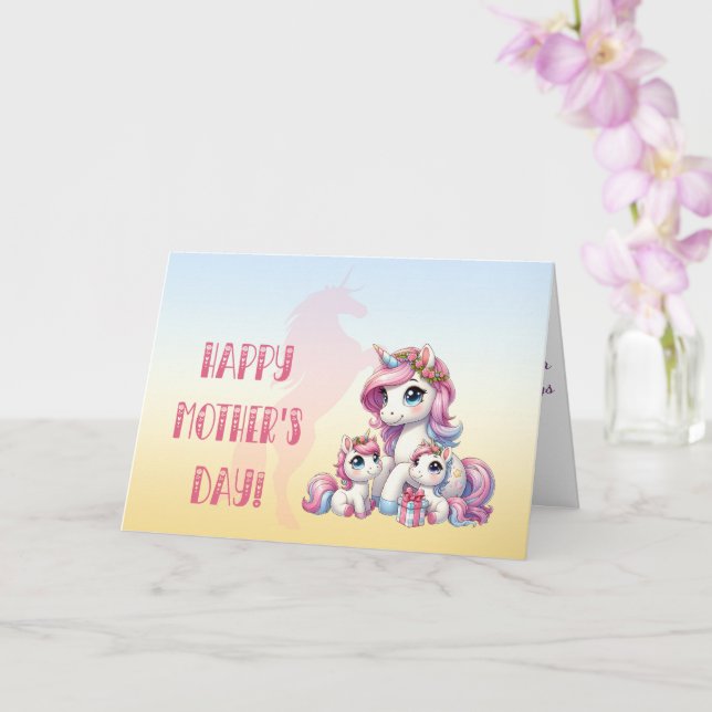 Carte "Joyeuse fête des Mères !" Thème Licorne (Orchidée)
