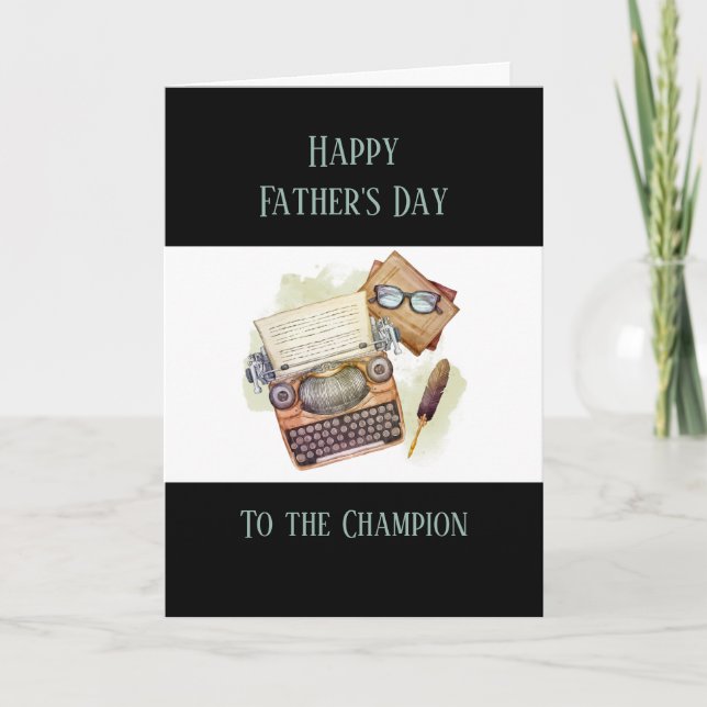 Carte Joyeuse Fête des Pères Écrivain Machine à écrire V (Devant)