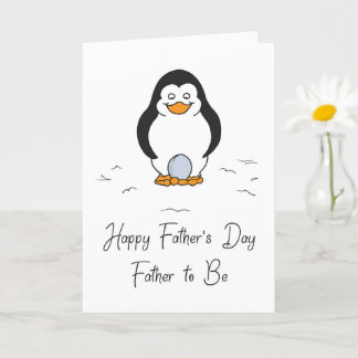 Carte Joyeuse fête des pères futur papa manchot avec oeu
