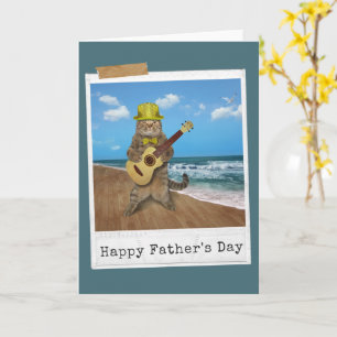 Carte Joyeuse Fête des Pères Guitar Cat