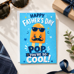 Carte Joyeuse Fête des Pères Pop Cool Glace Papa Lunette