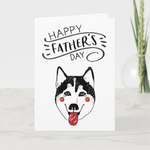 Carte Joyeuse fête des pères pour papa chien   Husky