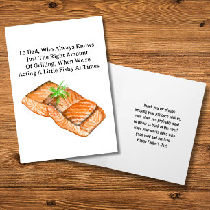 Carte Joyeuse Fête des Pères Saumon Grillé