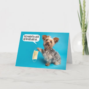 Carte Joyeuse Fête des pères Yorkie avec Humour Masque V
