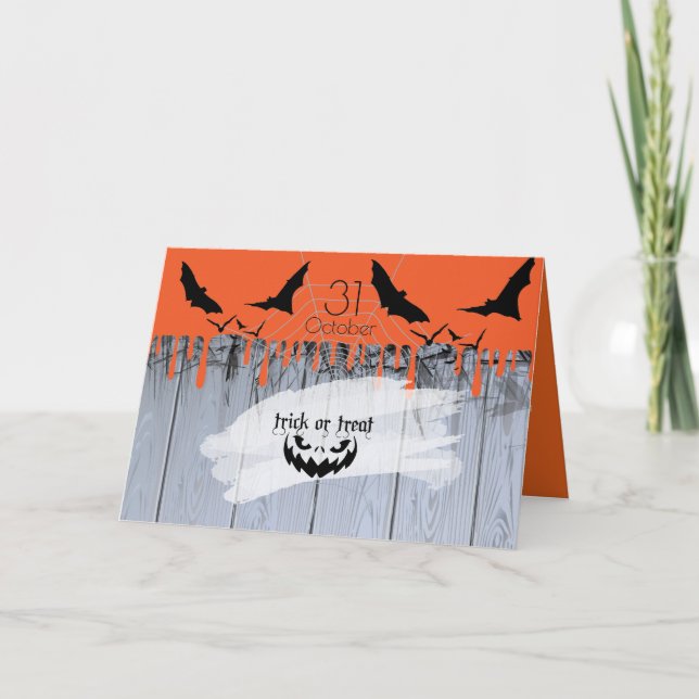 Carte Joyeuse fête d'Halloween "Friandise ou Farce" (Devant)