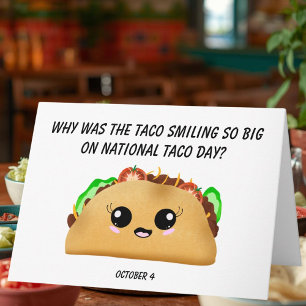 Carte Joyeuse fête nationale du taco avec Happy Kawaii T