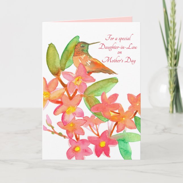 Carte Joyeuse Fille de la Fête des Mères en Droit Colibr (Devant)