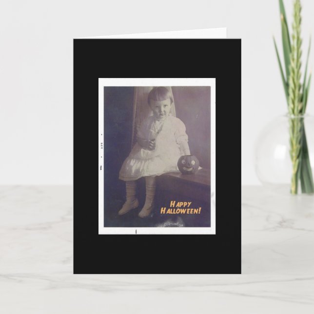 Carte Joyeuse fille Vintage Halloween (Devant)