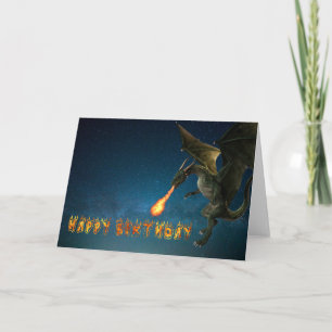 Carte Joyeuse flamme de feu de dragon d'anniversaire